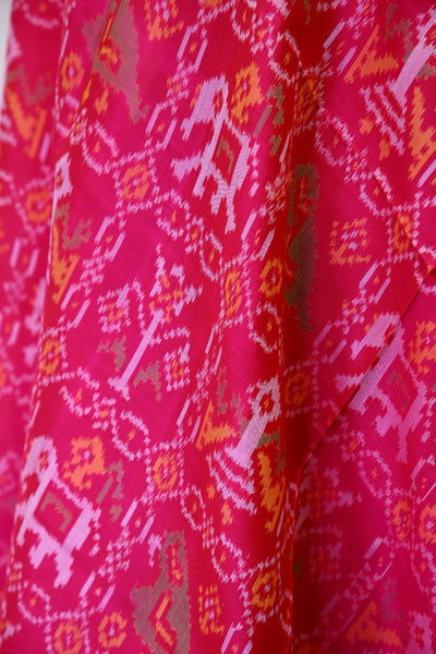 Traditional Sakdi Hathipopat design in pink colour Dupatta