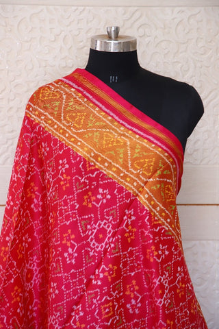 Traditional Navratna Manekchowk design in pink colour Dupatta