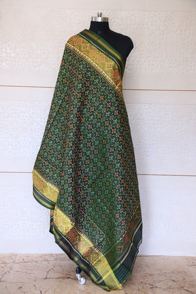 Traditional buttonful design in green colour Dupatta