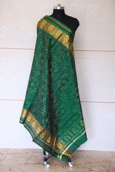Traditional Navratna design in green colour
