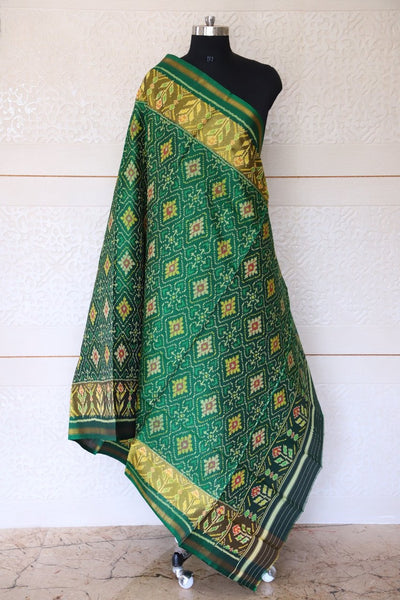 Traditional Panchanda design in Green colour