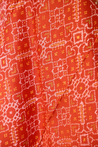 Traditional Navratna Manekchowk mix design in orange and red combination