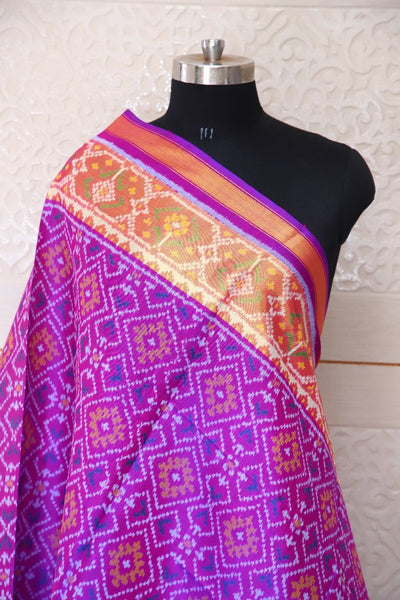 Traditional Panchanda Bhat design in blue and red combination