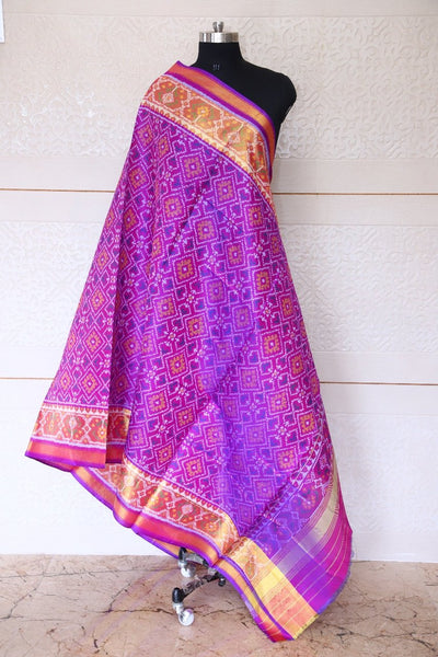 Traditional Panchanda Bhat design in blue and red combination