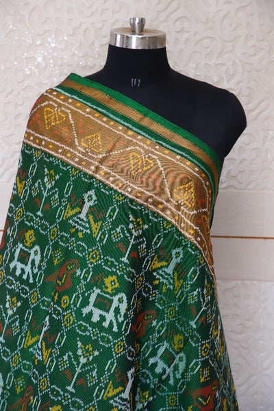 Traditional Sakdi Hathipopat design in green colour