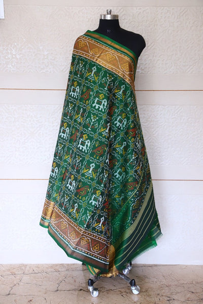 Traditional Sakdi Hathipopat design in green colour