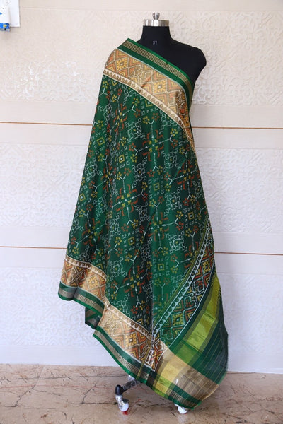 Traditional Navratna design in Green colour
