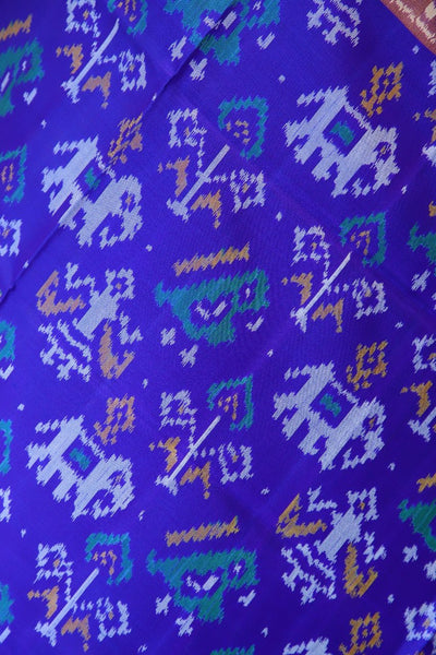 Traditional hathi popat design in blue colour