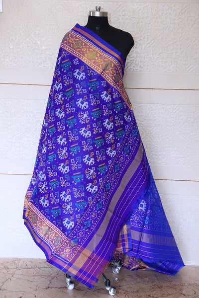Traditional hathi popat design in blue colour
