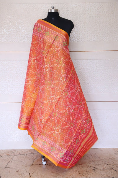 Traditional Navratna and Manekchowk design in yellow and pink colour Dupatta