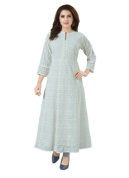 White georgete lucknowi kurti