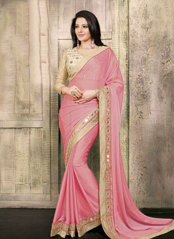 Baby pink  all over saree - New India Fashion