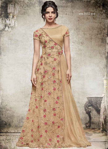 Pink and cream indowestern dress 