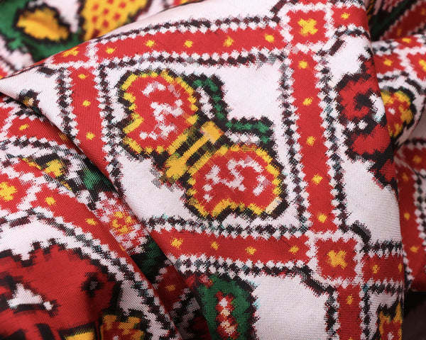 Authentic white Narikunj Double Ikat Patola