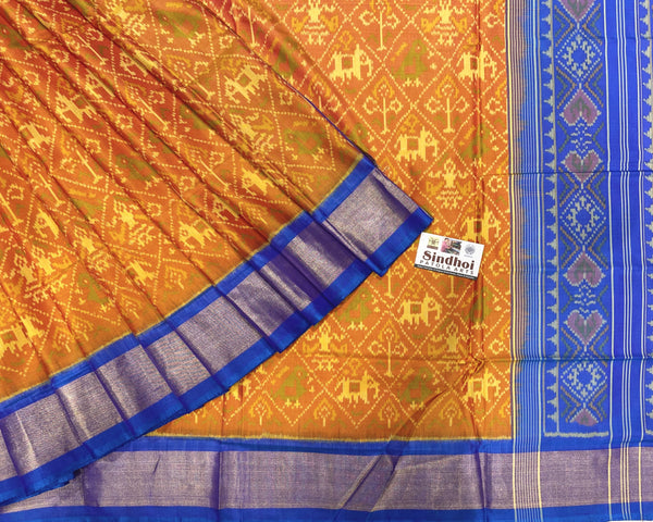 Golden and Sky Narikunj patola Saree