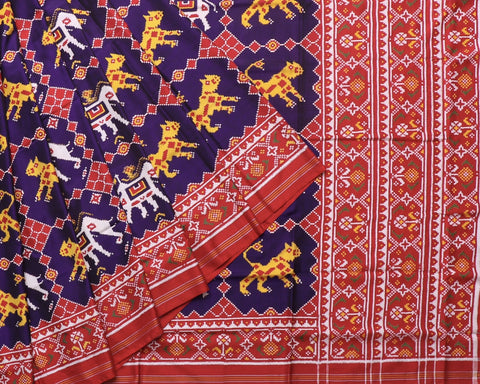 VaghHathi blue Double ikat Patola Saree