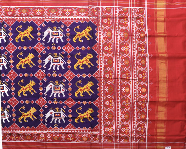 VaghHathi blue Double ikat Patola Saree