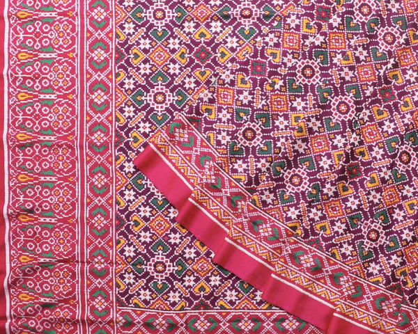 Pink double ikat Patan Patola Saree