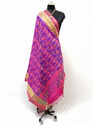 Traditional Lehriya Hathipopat design in Blue and pink combination