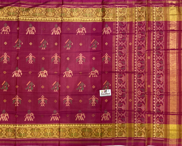 Rani Pink Narikunj pattern  Zari Butta Patola Saree