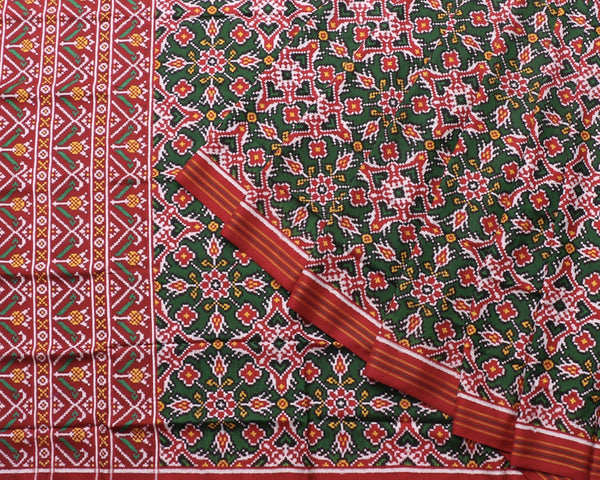 Green chhabdibhat Double Ikat Patola