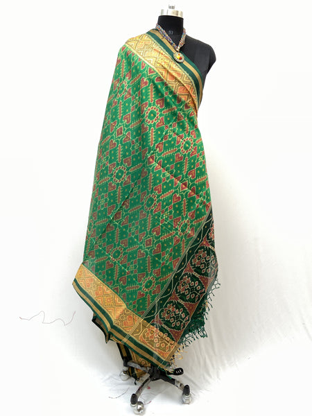 Traditional Manekchowk design in Parrot Green colour