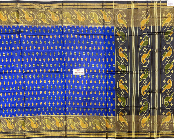 Black Pallu with tiny lines border Patola saree