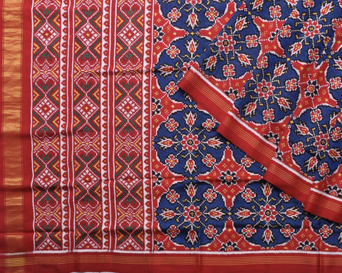 Pink n blue Double Ikat Patan Patola Saree