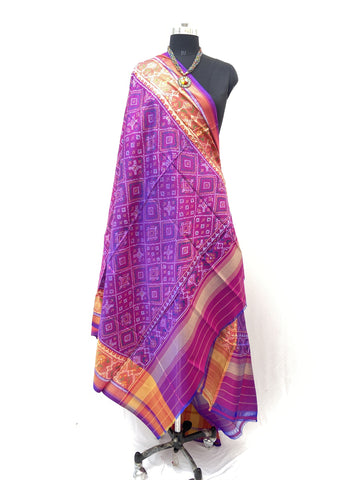 Traditional panchanda design in bue and red colour combination