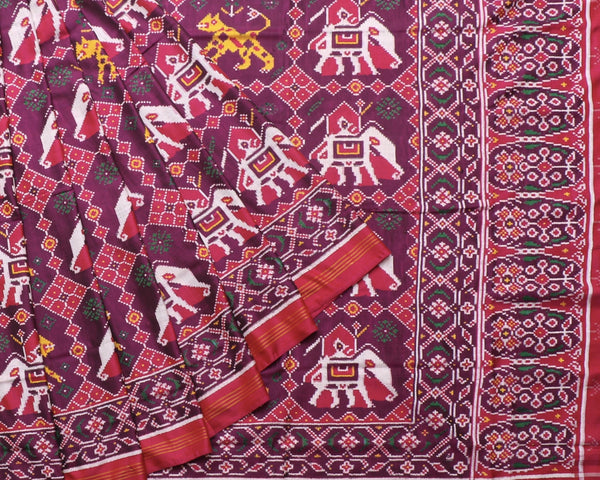 VaghHathi pink double Ikat Patan Patola