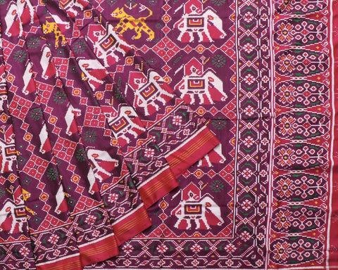 VaghHathi pink double Ikat Patan Patola