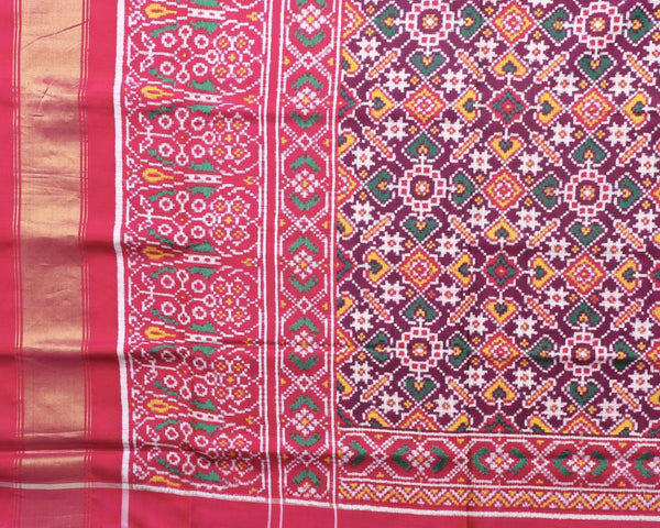 Pink double ikat Patan Patola Saree
