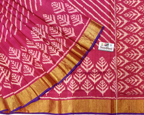 Raw Silk very rare Laheriya florals Patola Saree