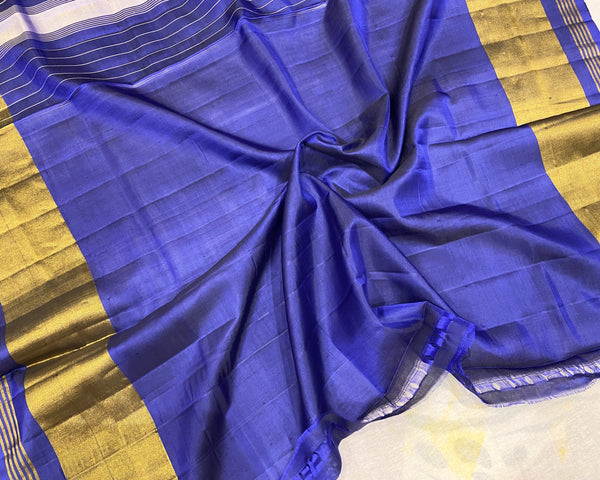 single ikat scut border blue colour narikunj Patola Saree