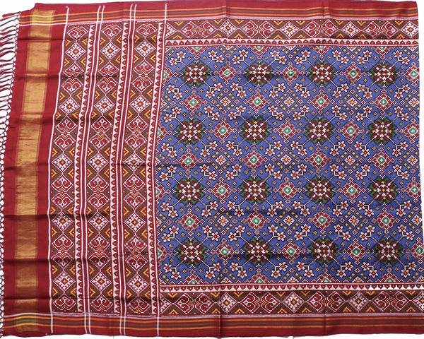 Red and Blue Double ikat Patan Patola