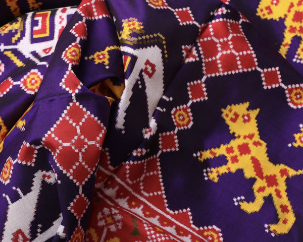 VaghHathi blue Double ikat Patola Saree