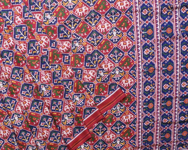 Pink and Blue Narikunj Patola