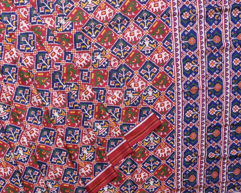 Pink and Blue Narikunj Patola