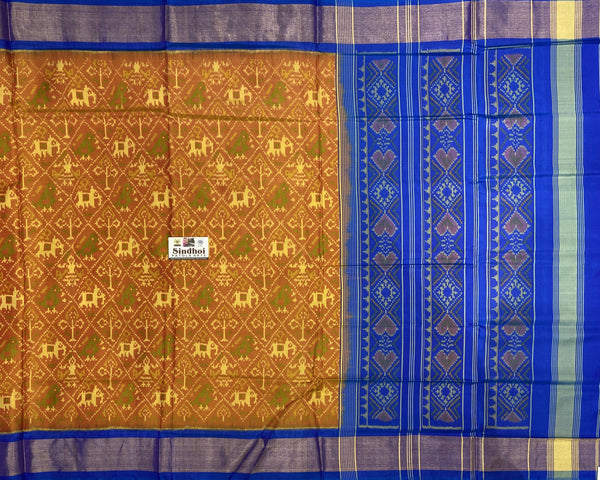 Golden and Sky Narikunj patola Saree