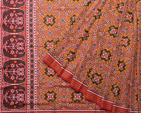 Mustard Yellow Navratna Double Ikat Patola Saree