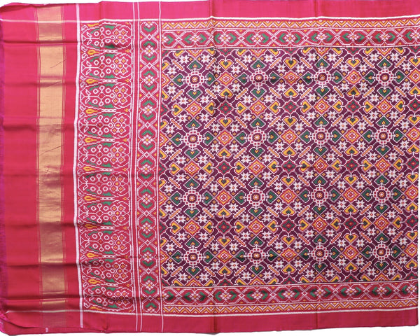 Pink double ikat Patan Patola Saree