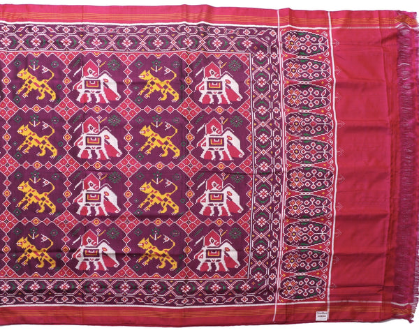 VaghHathi pink double Ikat Patan Patola