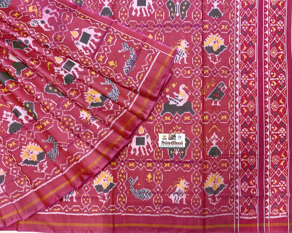 Baby Pink eight play Multi figure Patola saree