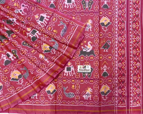Baby Pink eight play Multi figure Patola saree