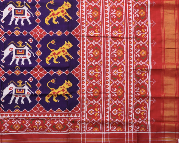 VaghHathi blue Double ikat Patola Saree