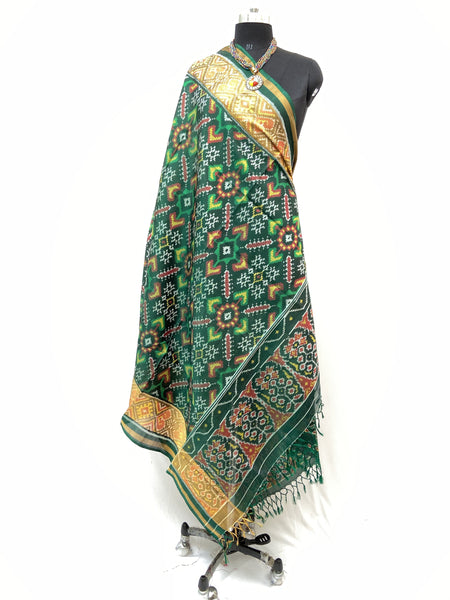 Traditional Navratna design in green colour
