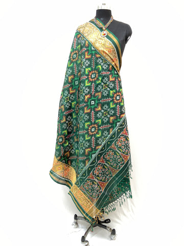 Traditional Navratna design in green colour