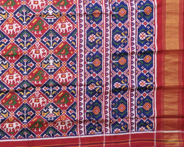 Pink and Blue Narikunj Patola