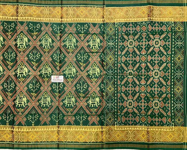 Narikunj Adatala bhat traditional Green Patola Saree