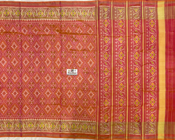 Peach Pink Chandabhat Traditional Patola Saree